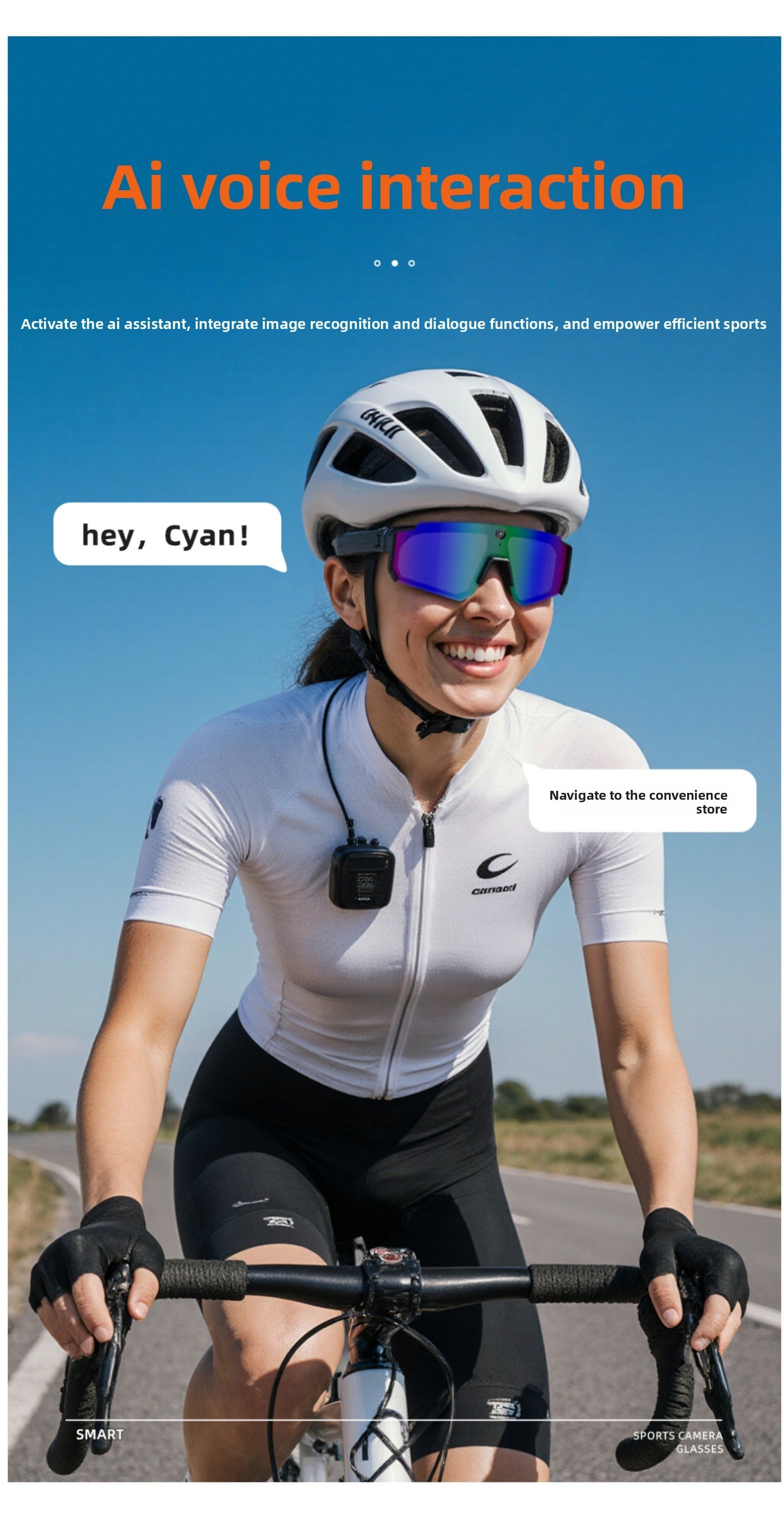 AI smart eyes IP54 waterproof goggles outdoor sports riding windproof and shake-proof translation shooting eyes