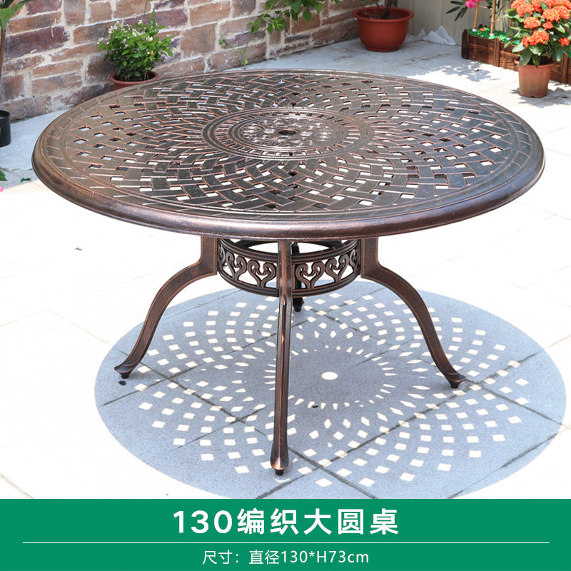 Outdoor cast aluminum woven table and chair combination courtyard cast aluminum table and chair outdoor woven cast aluminum furniture villa aluminum furniture