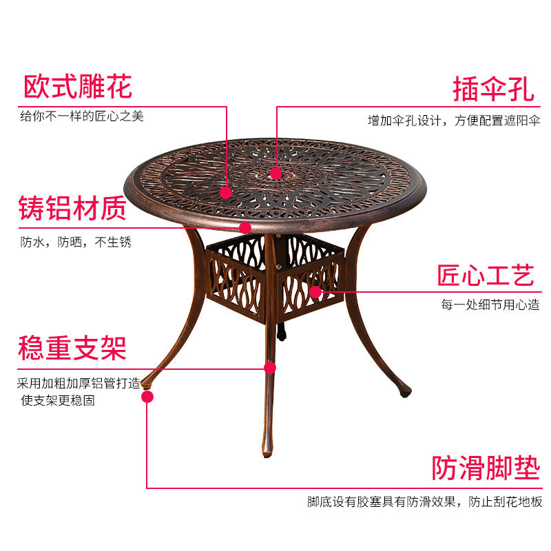 Outdoor cast aluminum woven table and chair combination courtyard cast aluminum table and chair outdoor woven cast aluminum furniture villa aluminum furniture