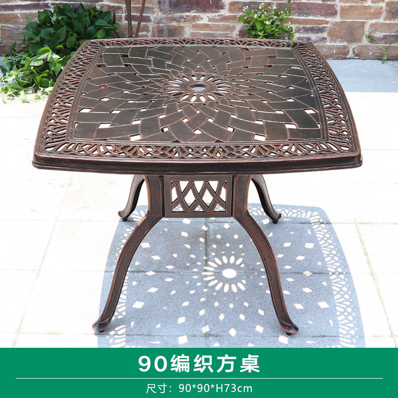 Outdoor cast aluminum woven table and chair combination courtyard cast aluminum table and chair outdoor woven cast aluminum furniture villa aluminum furniture