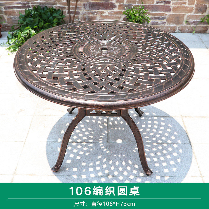 Outdoor cast aluminum woven table and chair combination courtyard cast aluminum table and chair outdoor woven cast aluminum furniture villa aluminum furniture