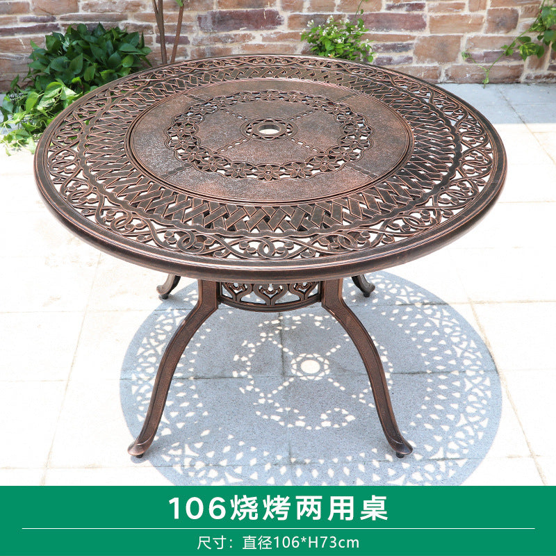 Outdoor cast aluminum woven table and chair combination courtyard cast aluminum table and chair outdoor woven cast aluminum furniture villa aluminum furniture