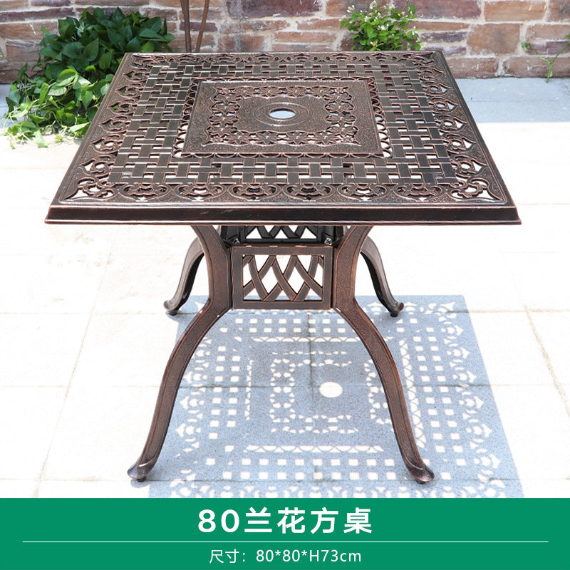 Outdoor cast aluminum woven table and chair combination courtyard cast aluminum table and chair outdoor woven cast aluminum furniture villa aluminum furniture