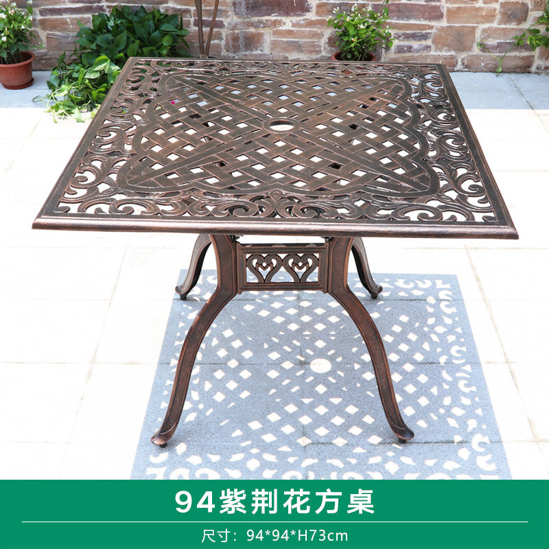 Outdoor cast aluminum woven table and chair combination courtyard cast aluminum table and chair outdoor woven cast aluminum furniture villa aluminum furniture
