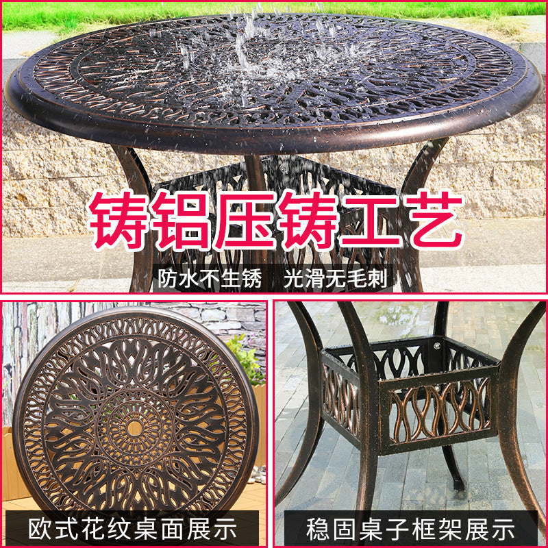Outdoor cast aluminum woven table and chair combination courtyard cast aluminum table and chair outdoor woven cast aluminum furniture villa aluminum furniture
