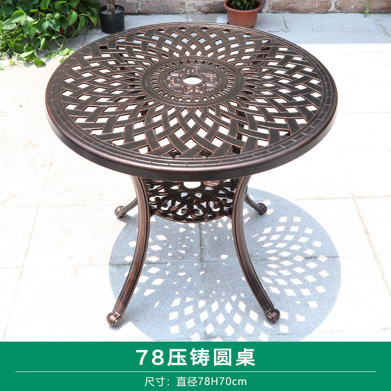 Outdoor cast aluminum woven table and chair combination courtyard cast aluminum table and chair outdoor woven cast aluminum furniture villa aluminum furniture