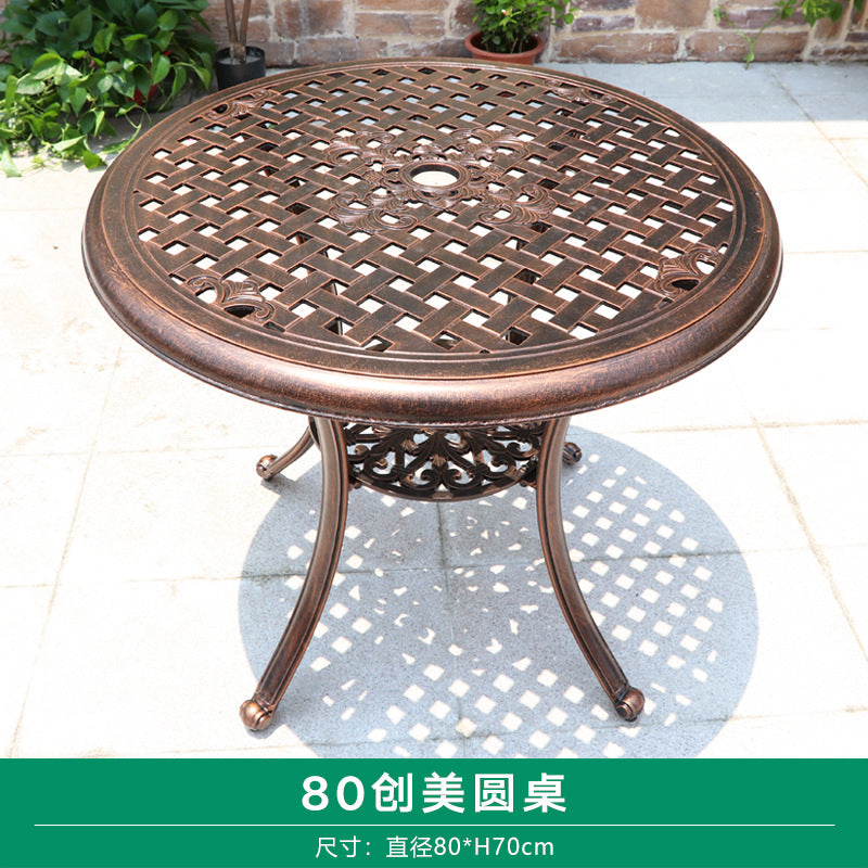 Outdoor cast aluminum woven table and chair combination courtyard cast aluminum table and chair outdoor woven cast aluminum furniture villa aluminum furniture