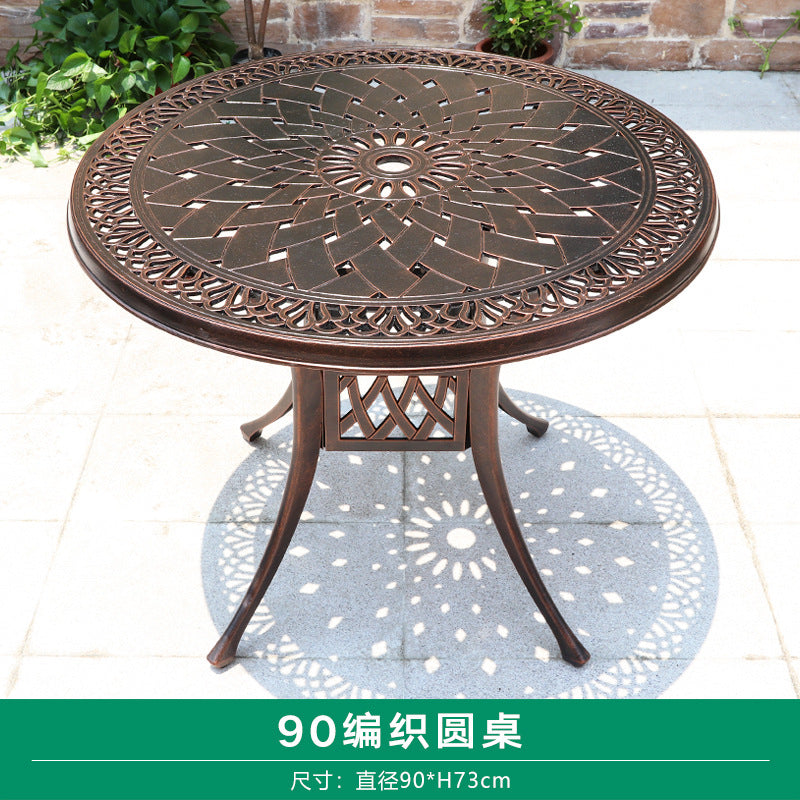 Outdoor cast aluminum woven table and chair combination courtyard cast aluminum table and chair outdoor woven cast aluminum furniture villa aluminum furniture
