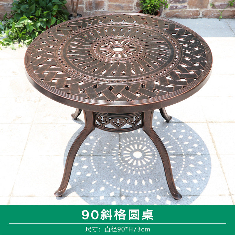 Outdoor cast aluminum woven table and chair combination courtyard cast aluminum table and chair outdoor woven cast aluminum furniture villa aluminum furniture