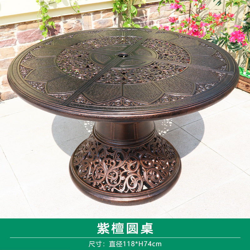 Outdoor cast aluminum woven table and chair combination courtyard cast aluminum table and chair outdoor woven cast aluminum furniture villa aluminum furniture