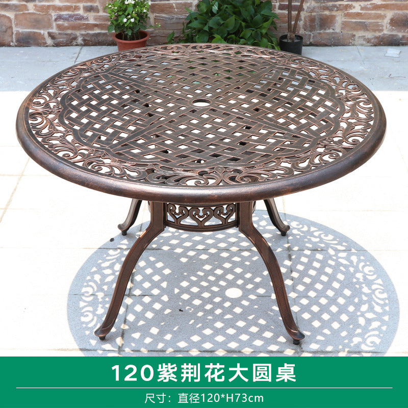 Outdoor cast aluminum woven table and chair combination courtyard cast aluminum table and chair outdoor woven cast aluminum furniture villa aluminum furniture