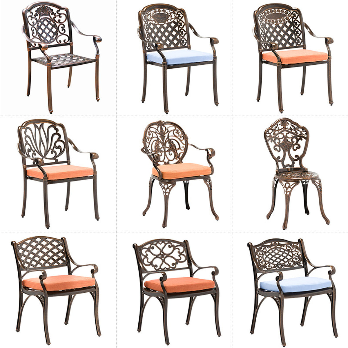 Youle field, outdoor cast aluminum tables and chairs, outdoor courtyard garden wrought iron balcony dining table, backrest rotating chair