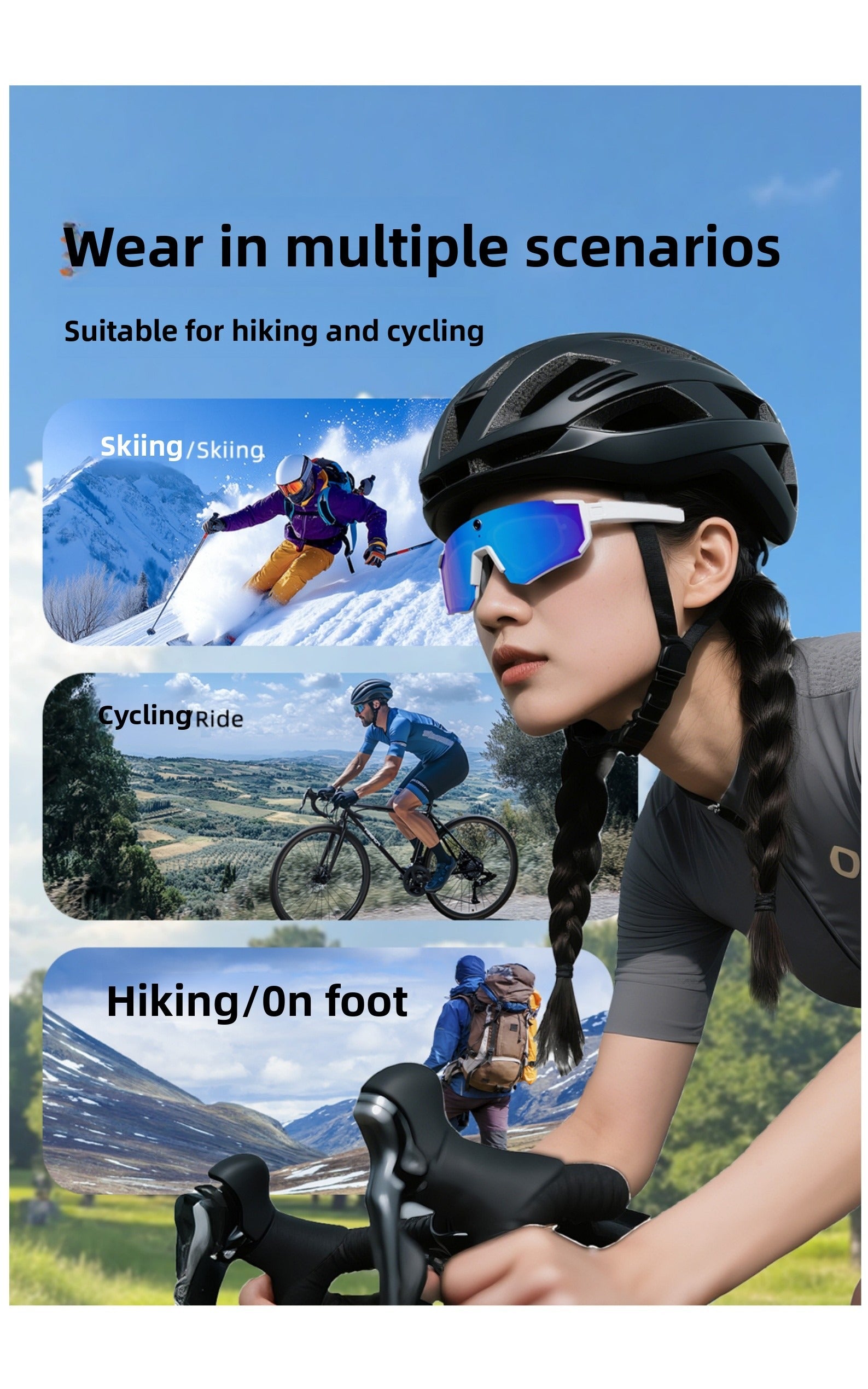 AI smart eyes IP54 waterproof goggles outdoor sports riding windproof and shake-proof translation shooting eyes