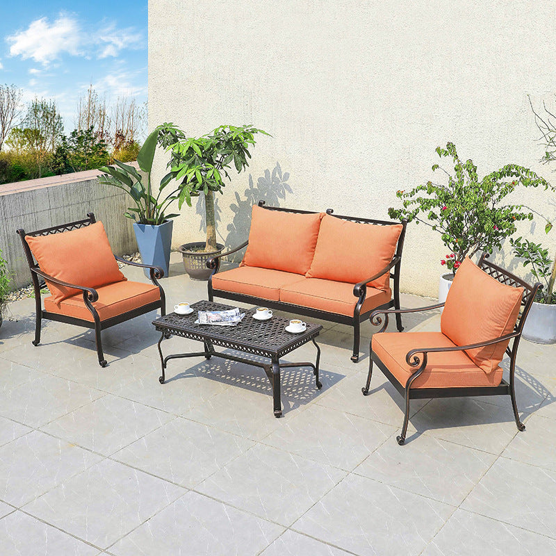 Outdoor sofa cast aluminum sofa garden swimming pool villa waterproof and anti-rust courtyard hotel leisure sofa tea set