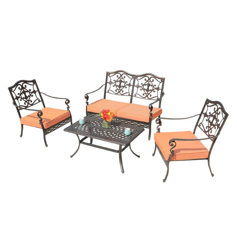 Outdoor sofa cast aluminum sofa garden swimming pool villa waterproof and anti-rust courtyard hotel leisure sofa tea set