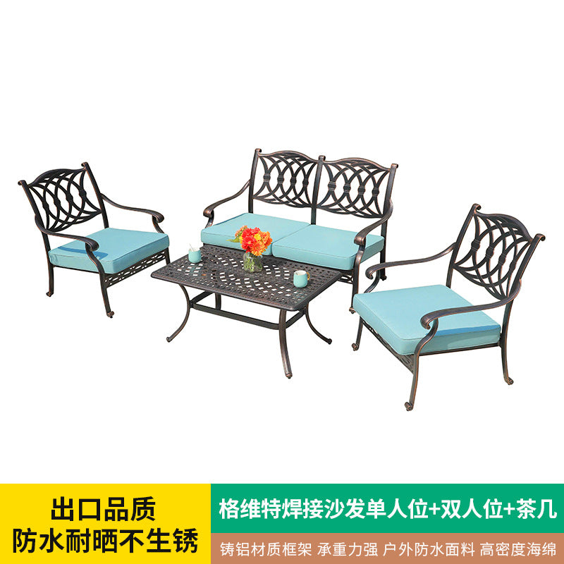 Outdoor sofa cast aluminum sofa garden swimming pool villa waterproof and anti-rust courtyard hotel leisure sofa tea set