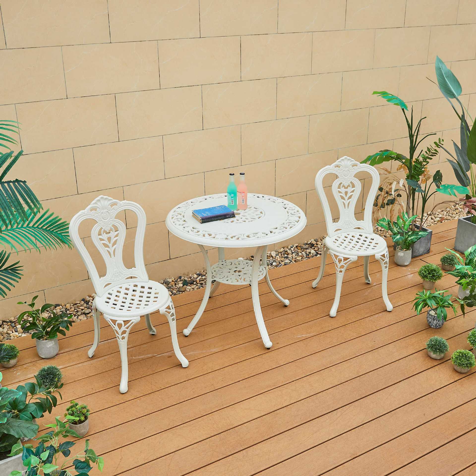 Outdoor cast aluminum woven table and chair combination courtyard cast aluminum table and chair outdoor woven cast aluminum furniture villa aluminum furniture