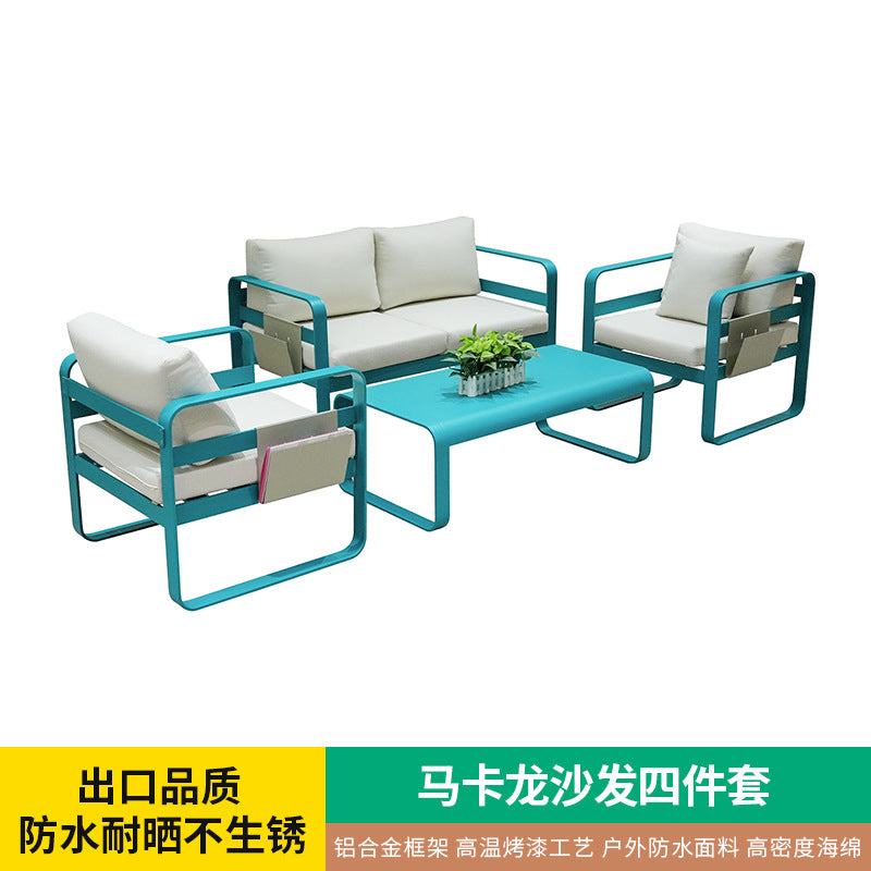 Outdoor Sofa Aluminum Alloy Colored Garden Pool Villa Waterproof Anti-rust Courtyard Hotel B&B Sofa Chair Bed