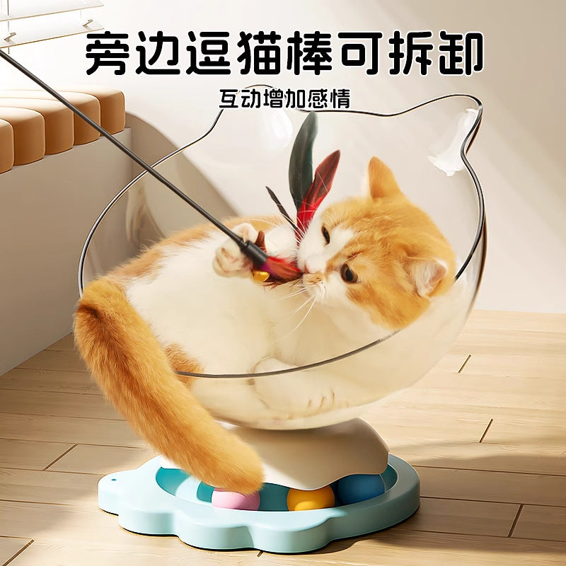 Cat turntable ball cat toy self-pleasure teasing cat stick feather space capsule cat litter consumes physical energy kitten supplies