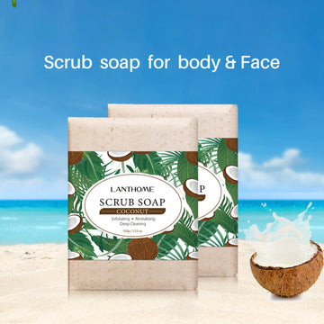Cross-border new product lanthome facial scrub soap essential oil cleansing facial body scrub soap 100g