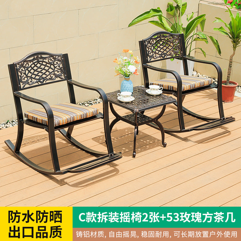 Outdoor rocking chair courtyard balcony garden outdoor outdoor leisure simple rocking chair milk tea shop restaurant seaside swimming pool