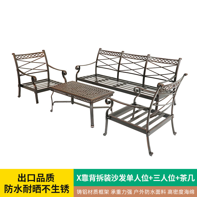 Outdoor sofa cast aluminum sofa garden swimming pool villa waterproof and anti-rust courtyard hotel leisure sofa tea set