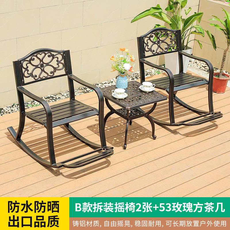 Outdoor rocking chair courtyard balcony garden outdoor outdoor leisure simple rocking chair milk tea shop restaurant seaside swimming pool