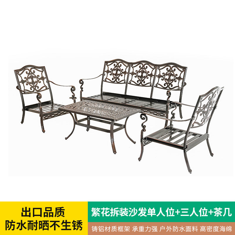 Outdoor sofa cast aluminum sofa garden swimming pool villa waterproof and anti-rust courtyard hotel leisure sofa tea set