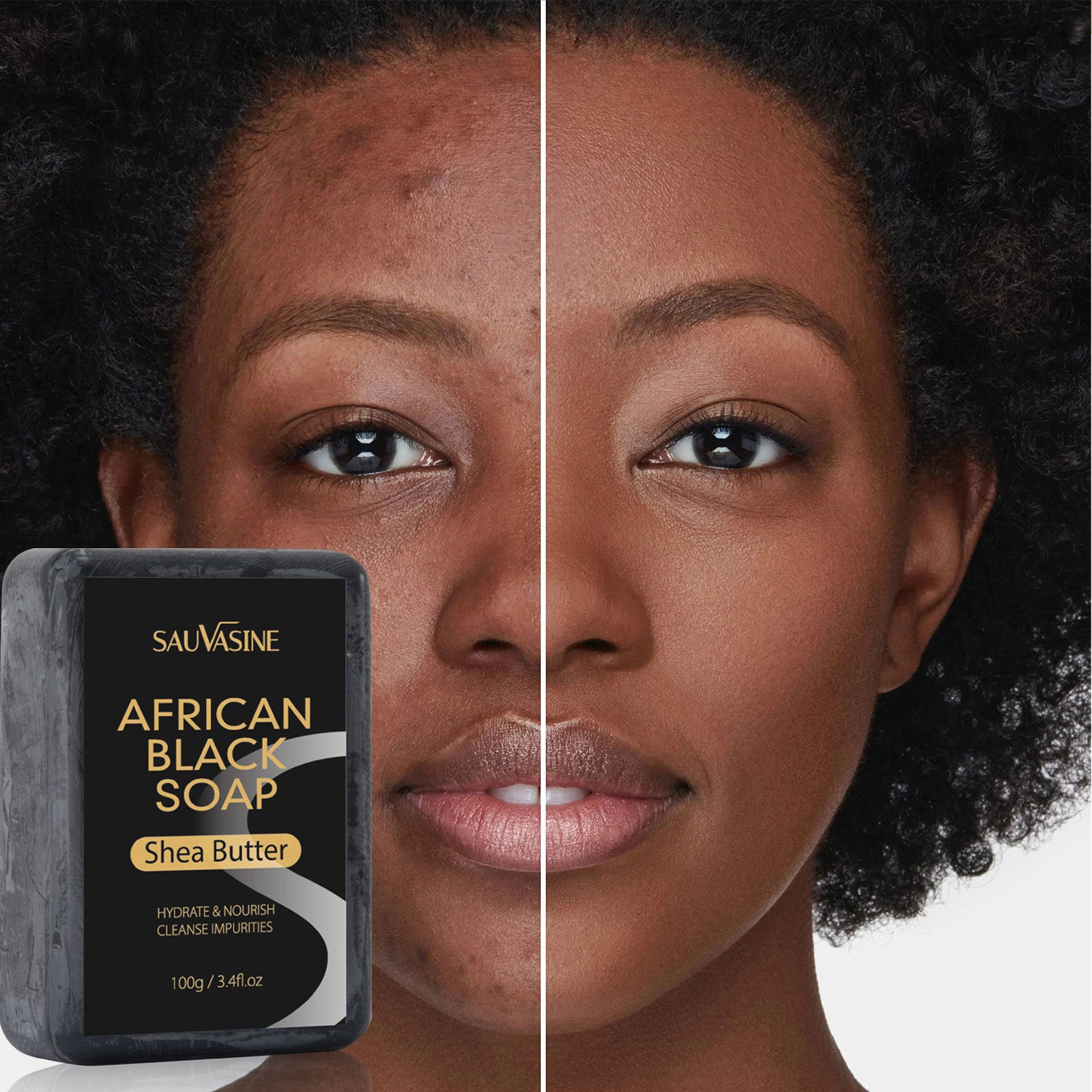 Cross-border African Black Soap Cleansing Body Facial Moisturizing Skin Essential Oil Soap AFRICAN BLACK SOAP