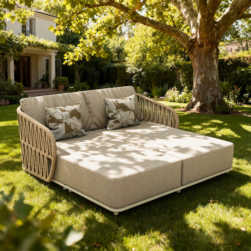 Outdoor sofa bed Aluminum alloy pull rope garden swimming pool villa Waterproof anti-rust courtyard hotel B & B sofa bed