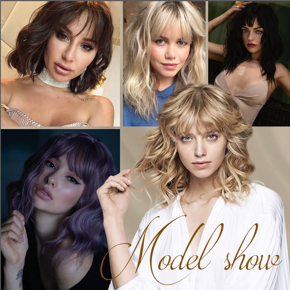 European and American wig women Qi bangs BOBO water ripple short curly hair headgear chemical fiber high temperature silk mechanism headgear wigs