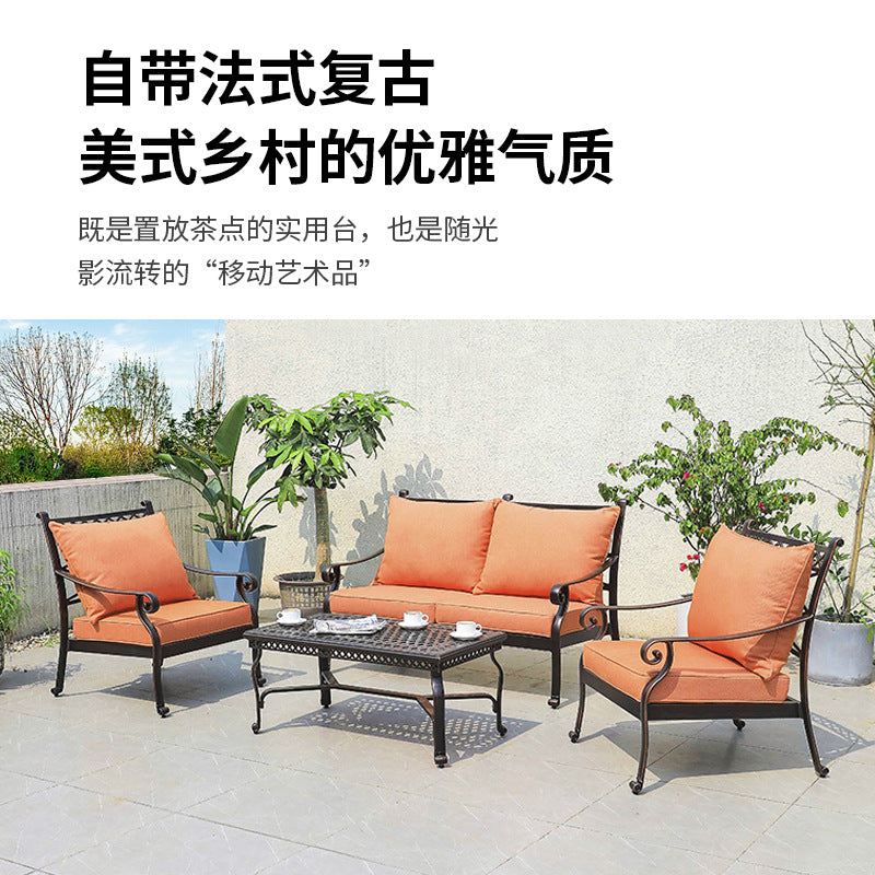 Outdoor sofa cast aluminum sofa garden swimming pool villa waterproof and anti-rust courtyard hotel leisure sofa tea set