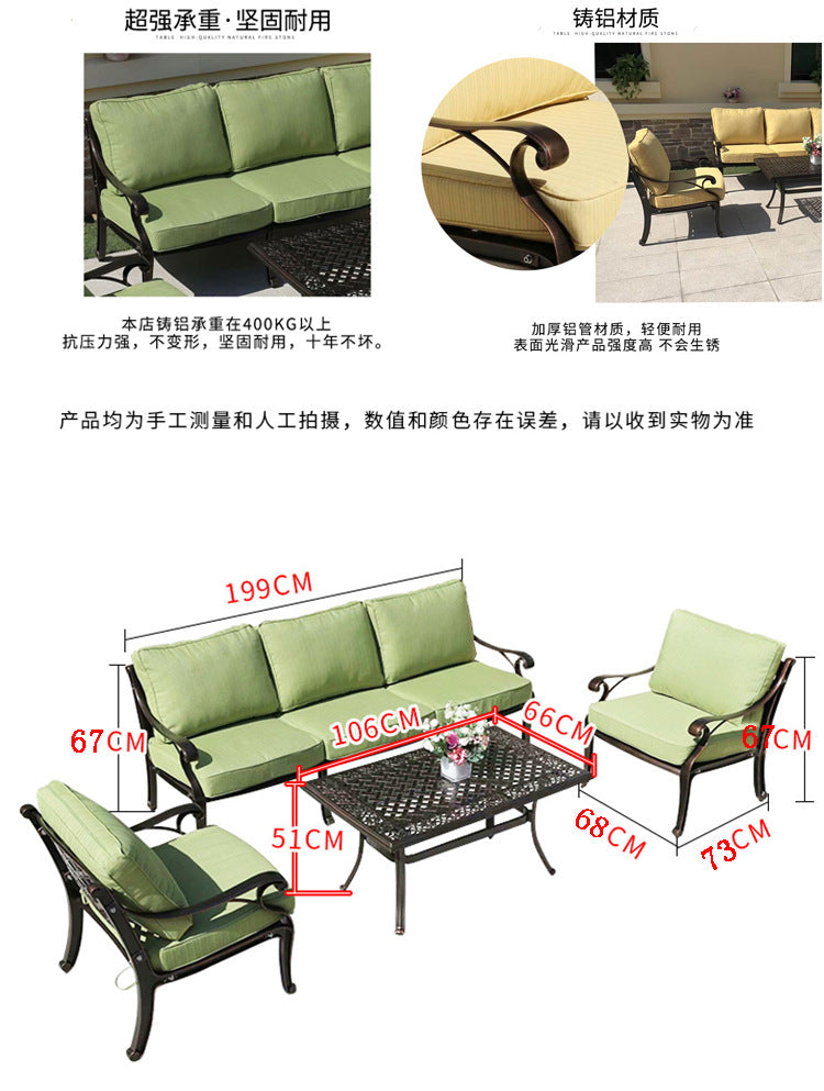 Outdoor cast aluminum sofa chair villa courtyard garden terrace sunroom hotel furniture living room leisure sofa combination