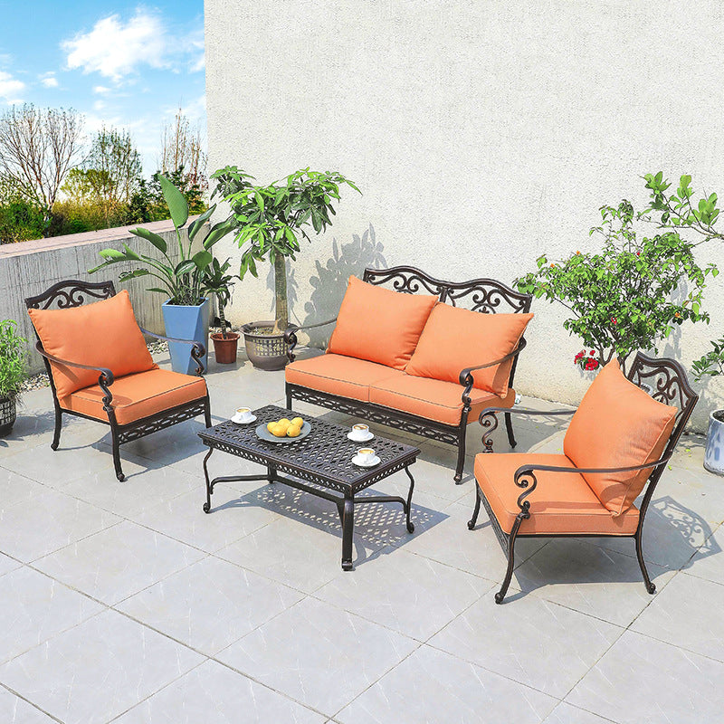 Outdoor sofa cast aluminum sofa garden swimming pool villa waterproof and anti-rust courtyard hotel leisure sofa tea set