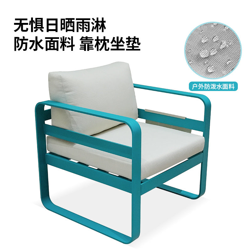 Outdoor Sofa Aluminum Alloy Colored Garden Pool Villa Waterproof Anti-rust Courtyard Hotel B&B Sofa Chair Bed