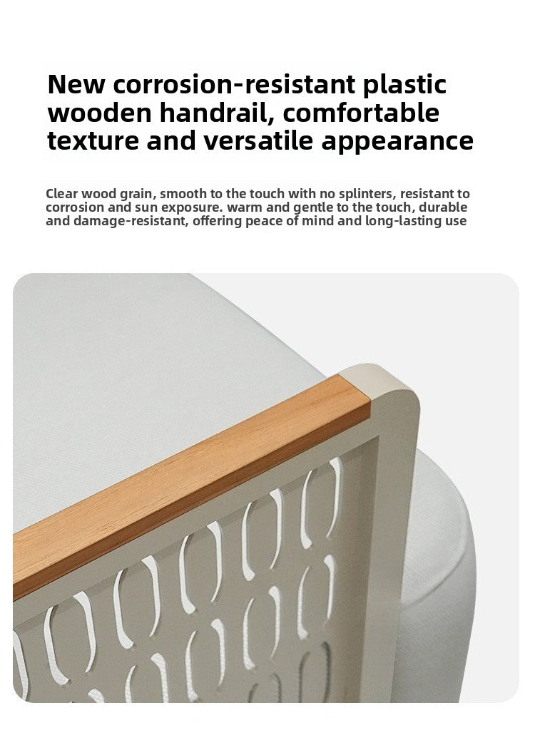 Outdoor Sofa Plastic Wood Table Aluminum Alloy Frame Garden Pool Villa Waterproof Anti-Rust Courtyard Hotel Sofa Bed
