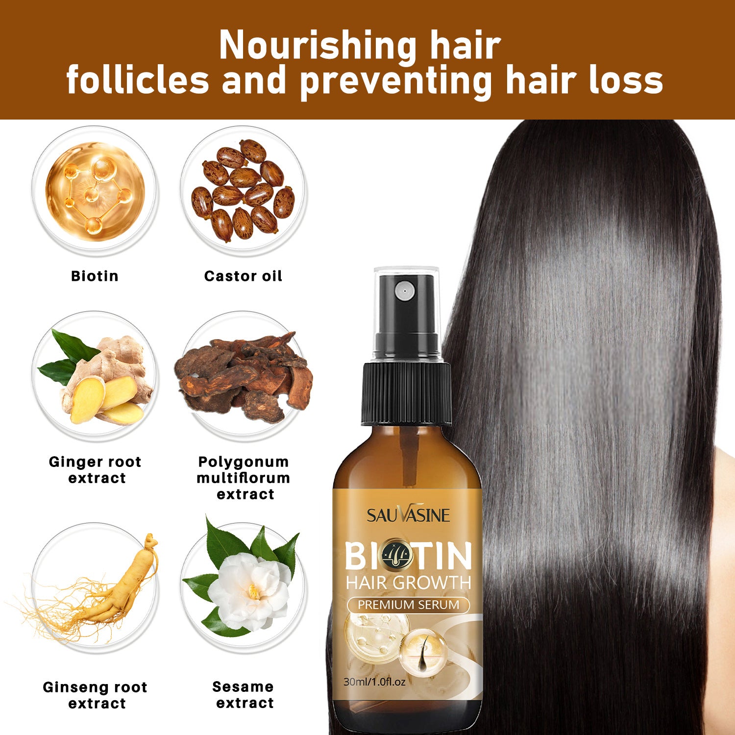 Biotin hair care spray herbal nutritional serum BIOTIN hair growth serum