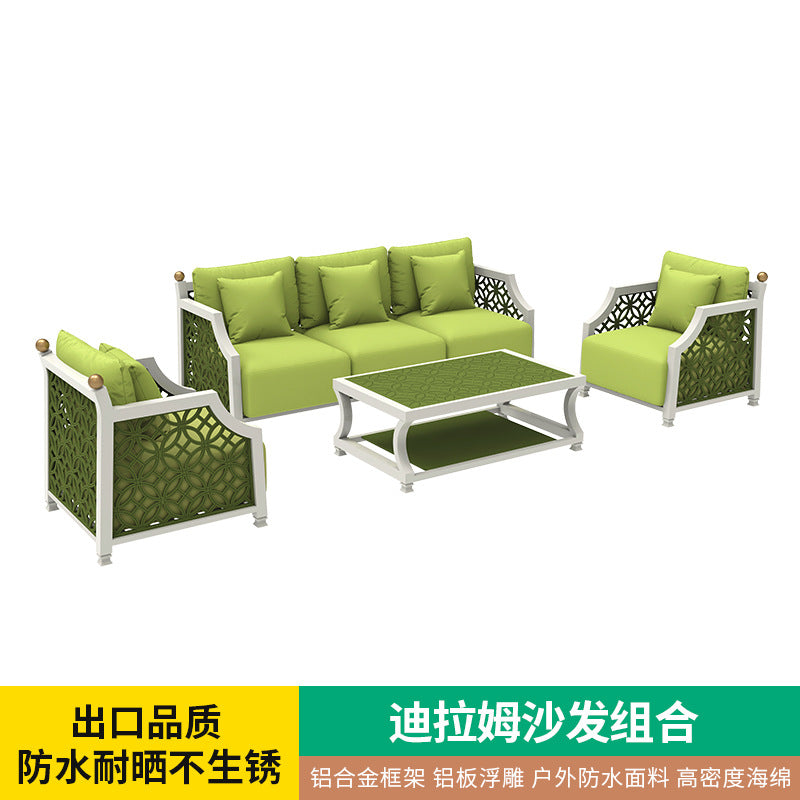 Outdoor sofa aluminum frame garden swimming pool villa waterproof anti-rust courtyard hotel homestay sofa bed