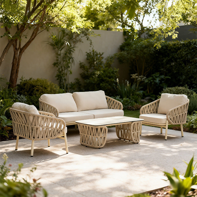 Outdoor sofa rattan drawstring sofa chair B & B villa swimming pool waterproof club courtyard outdoor leisure sofa bed