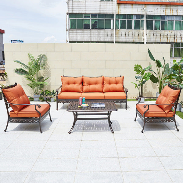 Outdoor cast aluminum sofa chair villa courtyard garden terrace sunroom hotel furniture living room leisure sofa combination