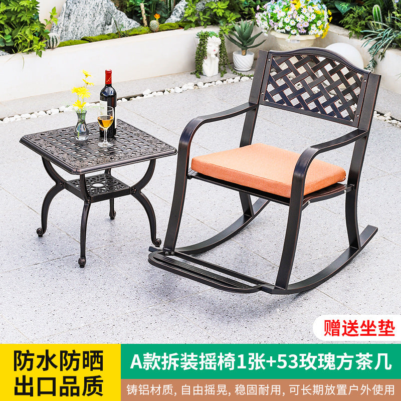 Outdoor rocking chair courtyard balcony garden outdoor outdoor leisure simple rocking chair milk tea shop restaurant seaside swimming pool
