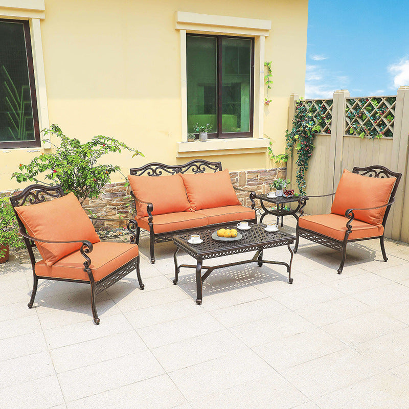 Outdoor sofa cast aluminum sofa garden swimming pool villa waterproof and anti-rust courtyard hotel leisure sofa tea set