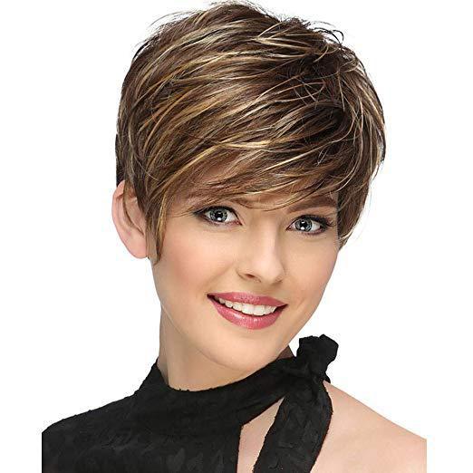 Foreign trade wig female European and American fashion short hair handsome texture short straight hair chemical fiber mechanism headgear female AliExpress new product