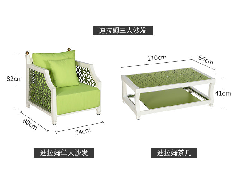 Outdoor sofa aluminum frame garden swimming pool villa waterproof anti-rust courtyard hotel homestay sofa bed