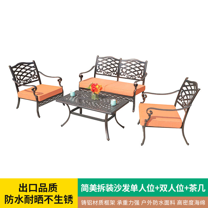 Outdoor sofa cast aluminum sofa garden swimming pool villa waterproof and anti-rust courtyard hotel leisure sofa tea set