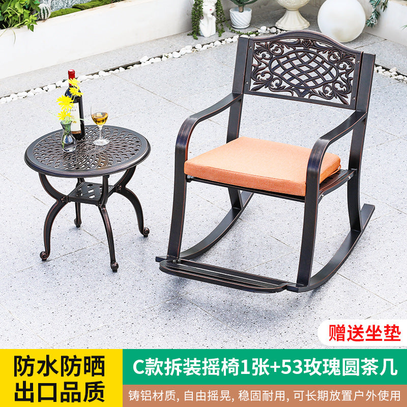 Outdoor rocking chair courtyard balcony garden outdoor outdoor leisure simple rocking chair milk tea shop restaurant seaside swimming pool