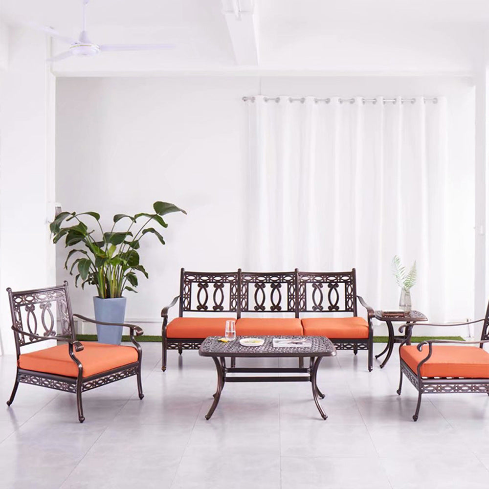 Outdoor cast aluminum sofa chair villa courtyard garden terrace sunroom hotel furniture living room leisure sofa combination