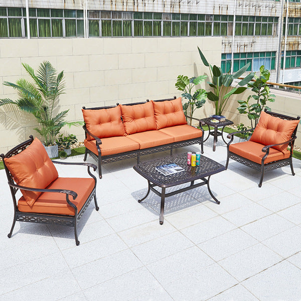 Outdoor cast aluminum sofa chair villa courtyard garden terrace sunroom hotel furniture living room leisure sofa combination
