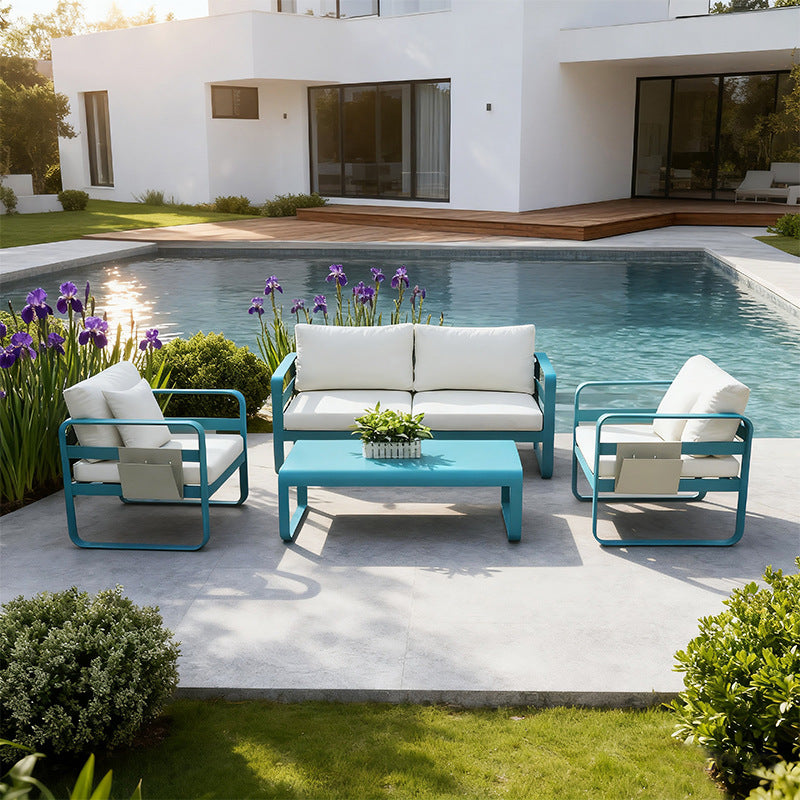 Outdoor Sofa Aluminum Alloy Colored Garden Pool Villa Waterproof Anti-rust Courtyard Hotel B&B Sofa Chair Bed