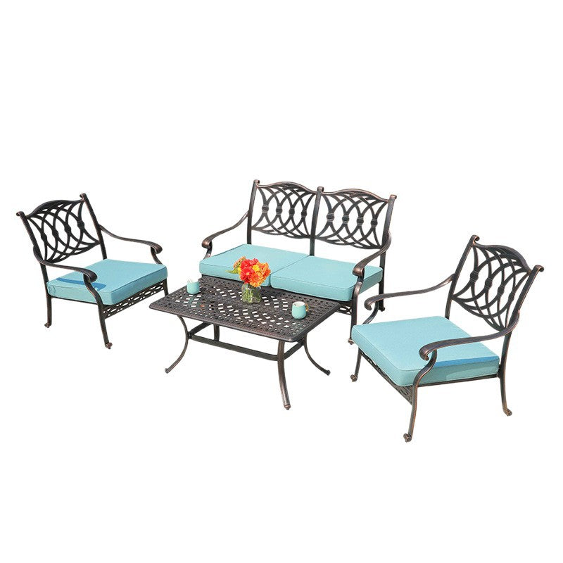 Outdoor sofa cast aluminum sofa garden swimming pool villa waterproof and anti-rust courtyard hotel leisure sofa tea set